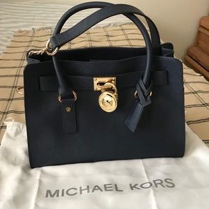 Michael Kors Leather Crossbody Handbag, Navy Blue